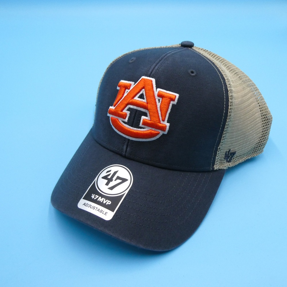 '47 Brand Hat Mens One Size MVP Auburn Tigers Navy Blue Khaki Mesh Snapback Cap